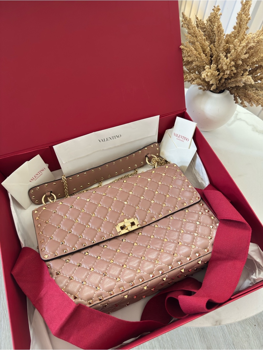 Valentino Nappa Quilted Rockstud Shoulder Bag with Gold Hardware - Picture 3 of 15